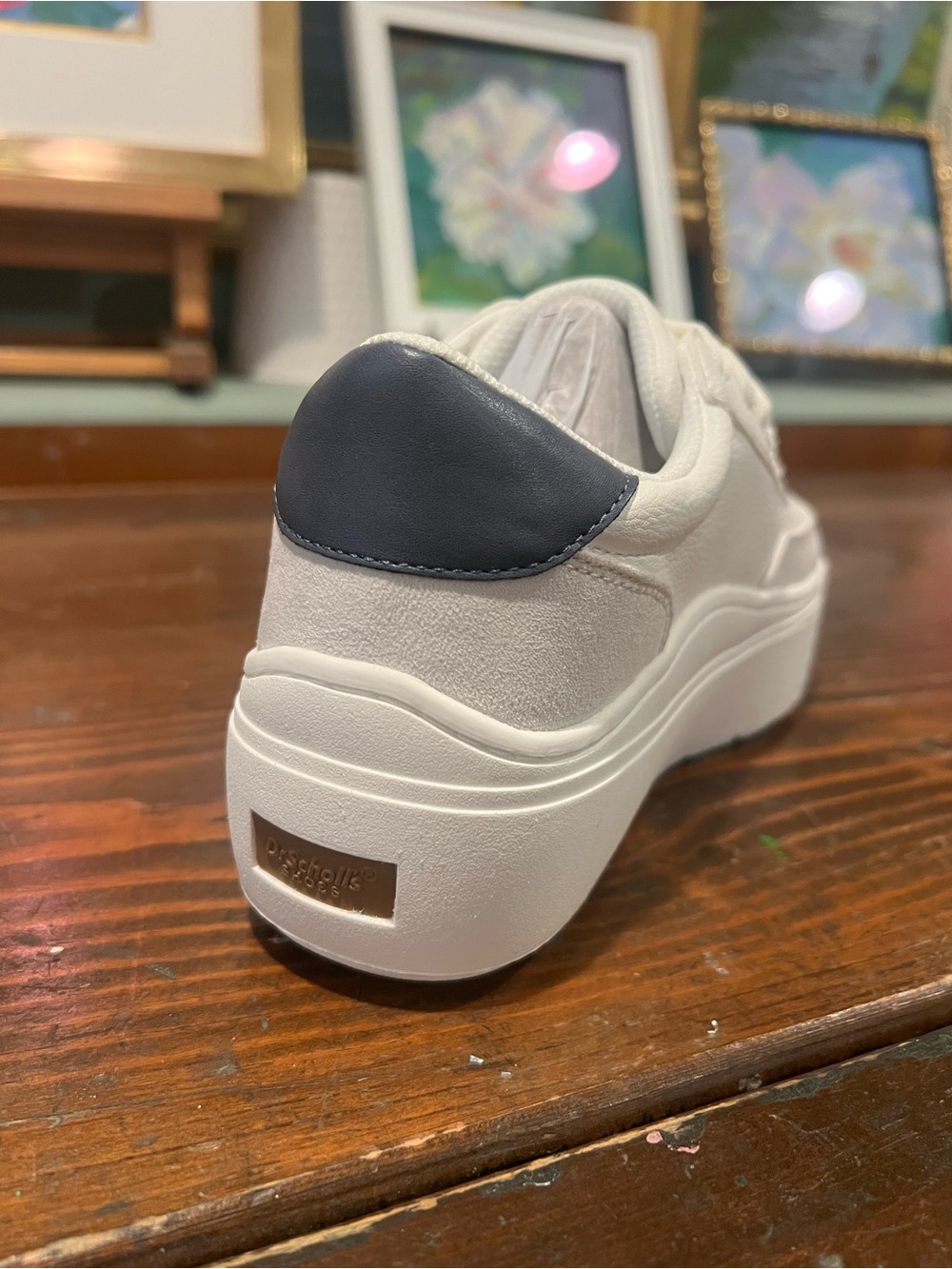 Dr. Scholl's White Platform Sneakers with Black Heel Tab - Picture 4 of 4